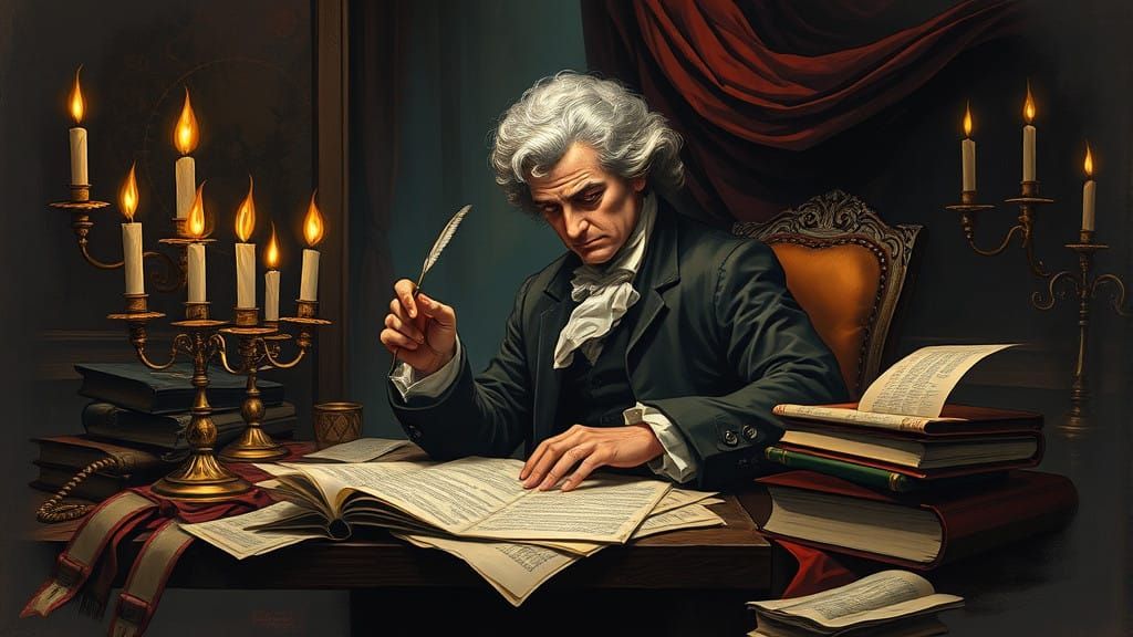 Mozart Conductor in Grand, Darkened Study