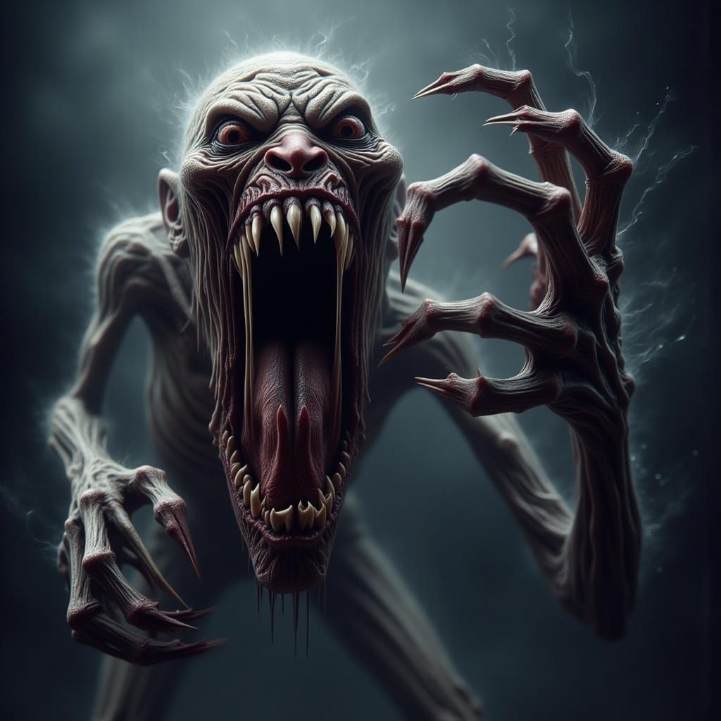 Creepy Horror Monster Attacks Viewer