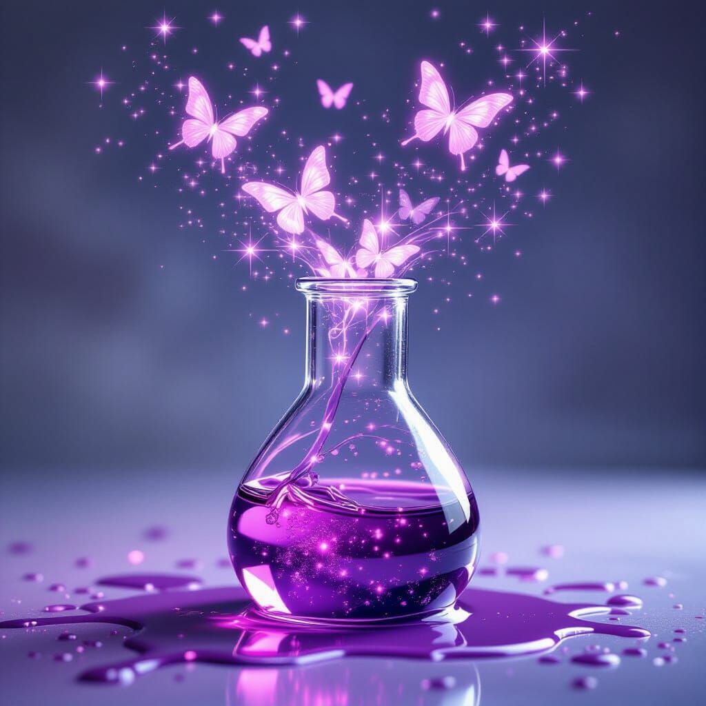 Sparkly Butterflies Emerge from Spilled Purple Potion