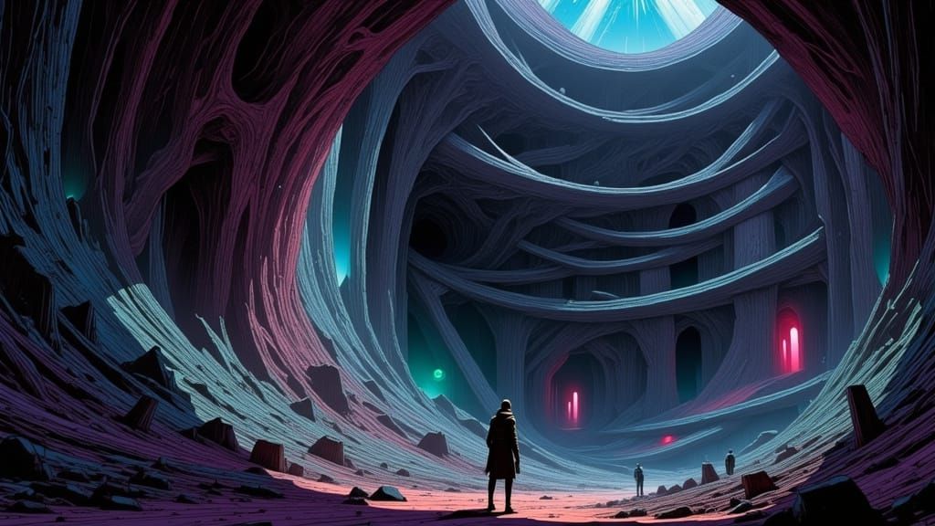 Ancient Alien Metropolis in Eternal Nighttime