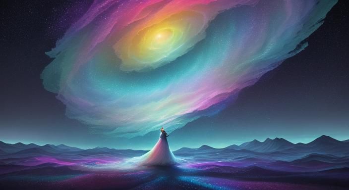 Ethereal Surrealist Dreamscape of Falling Figure