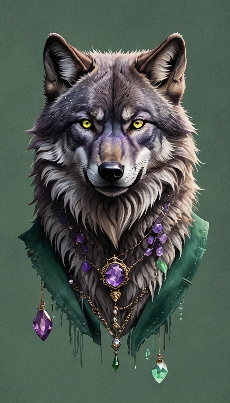 Arctic Wolf Lycan Sharpening Claws in Graffiti Art