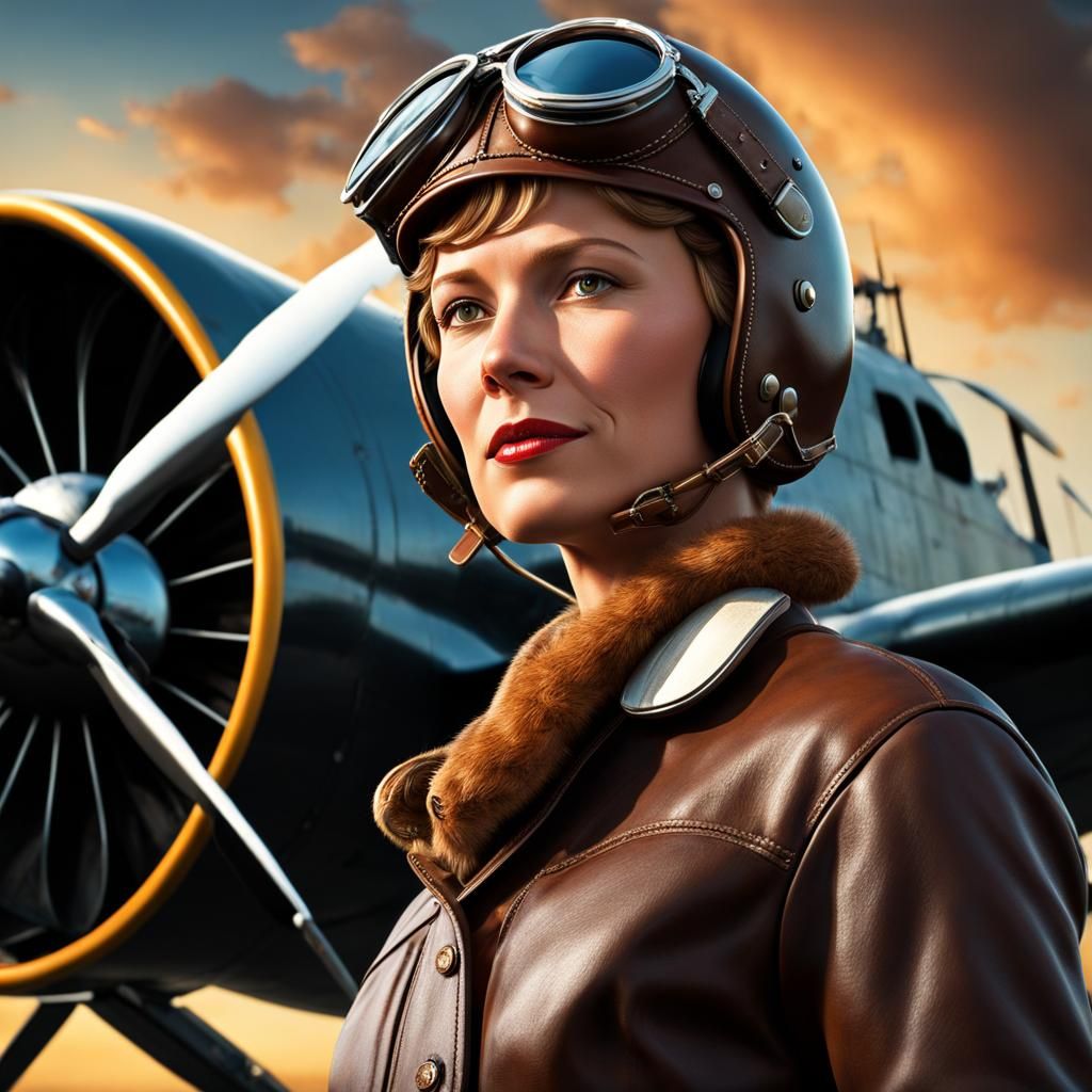 Amelia Earhart in Aviator Style, 1930s Portrait