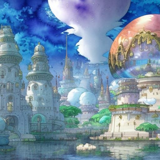 Studio Ghibli: Fantasy City Floating in Sky