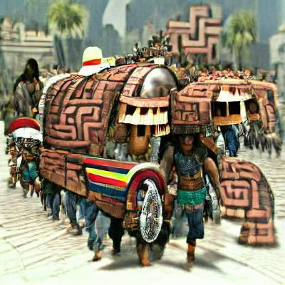 Medieval Aztec Caravan: A Historical Scene