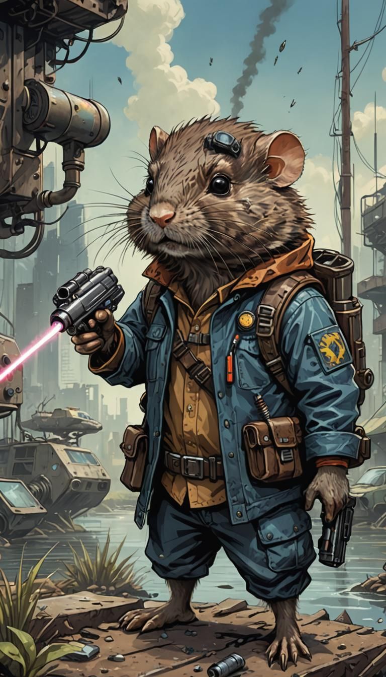 Water Vole as Fallout Drifter in Sci-Fi Setting