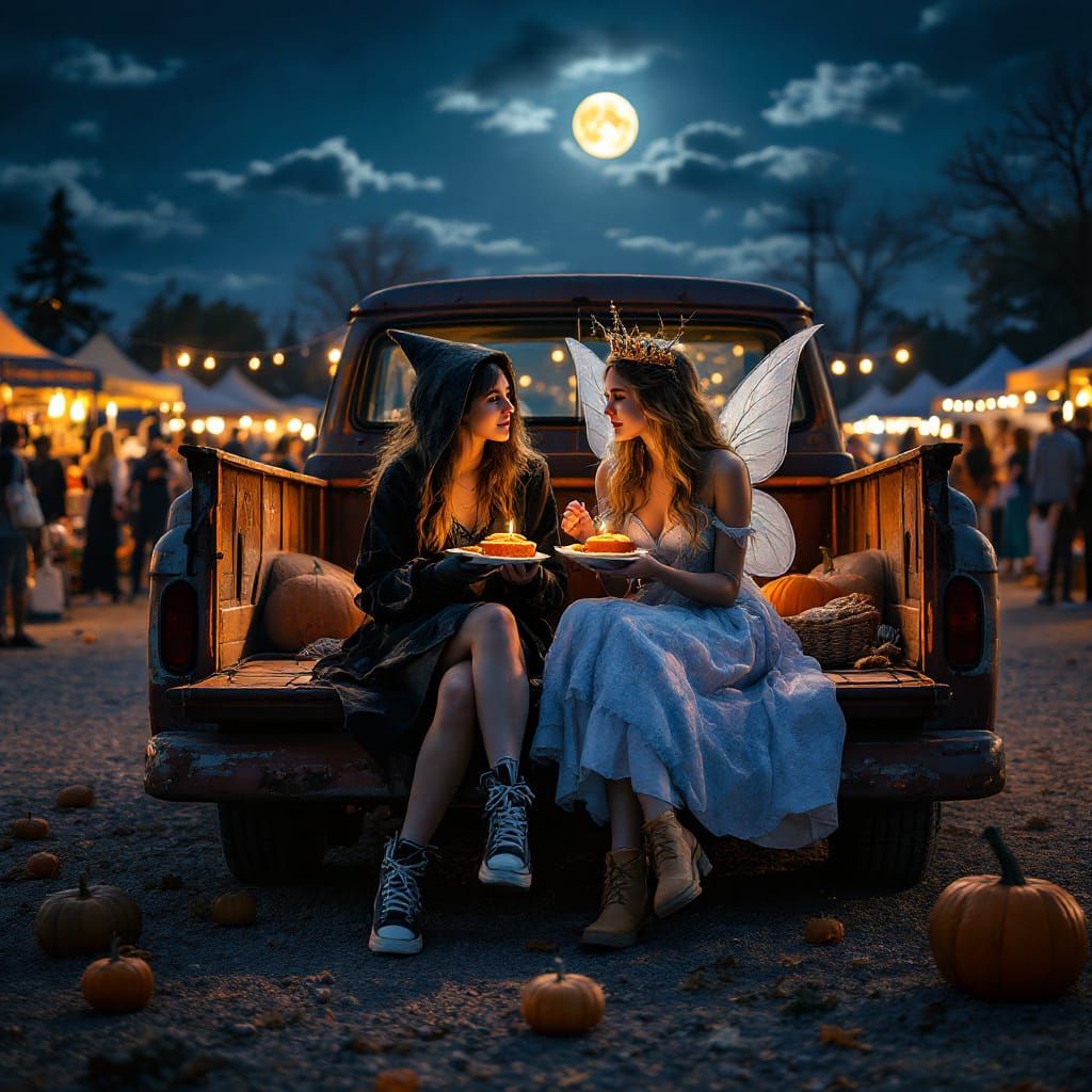 Halloween Farmer's Market: Costumed Teens Eat Pumpkin Pie