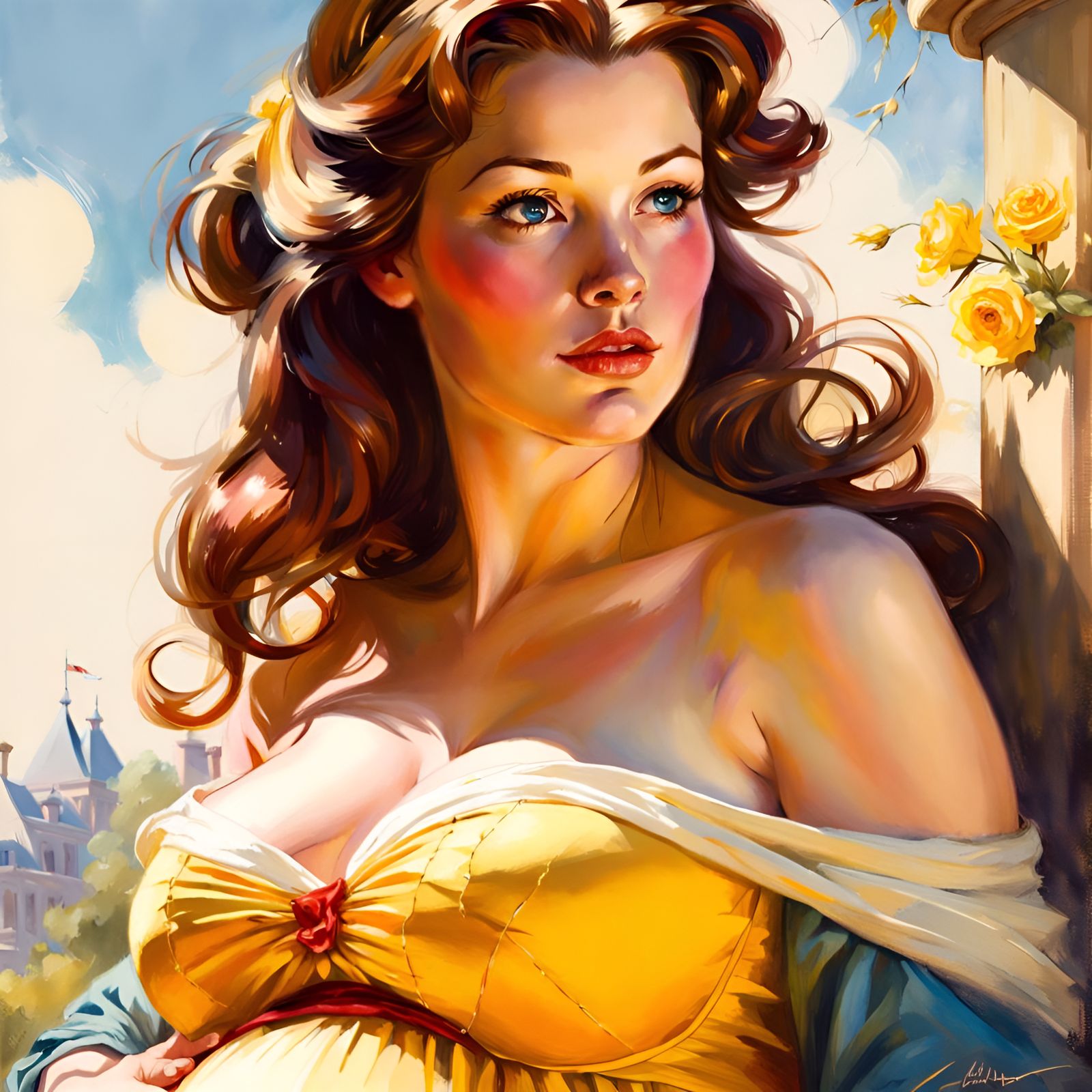 Pregnant Princess Portrait in Pin-Up Style