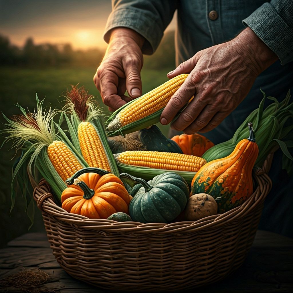 Farmer's Hands Sorting Harvest in Dramatic Sunlight
