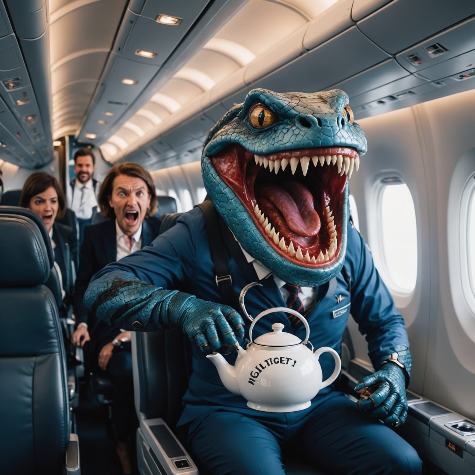 Terrified Teapot Attacked by Snake on Airplane
