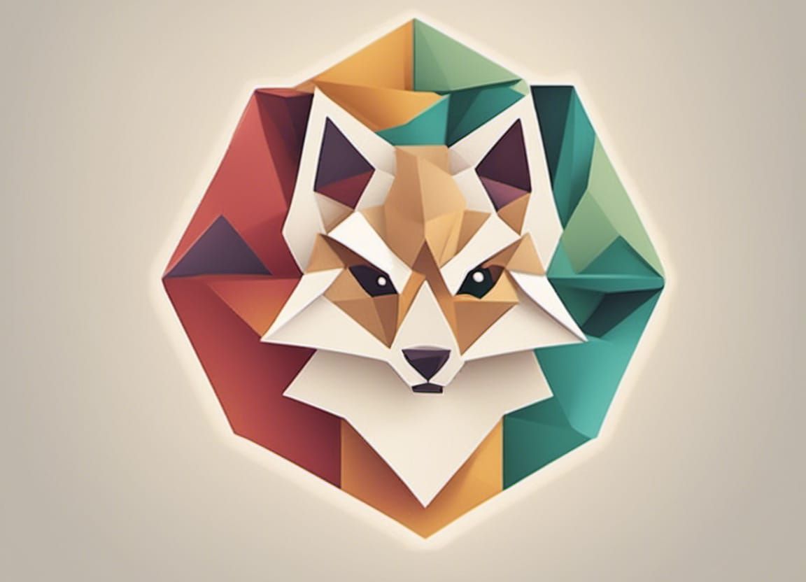Modern Origami Fox Logo Design in 8K