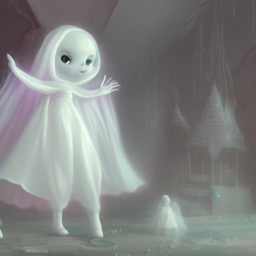 Translucent Ghost in Classroom: Detailed Matte Painting