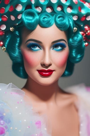 1950s Pinup Girl Portrait in Vaporwave Style