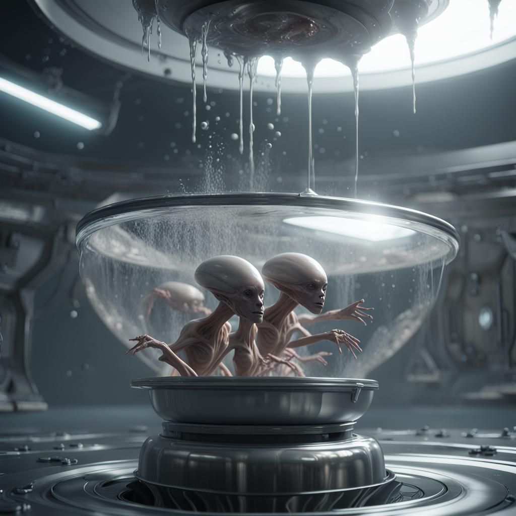 Alien Hybrid Fetuses in UFO: Hyperrealistic Concept Art