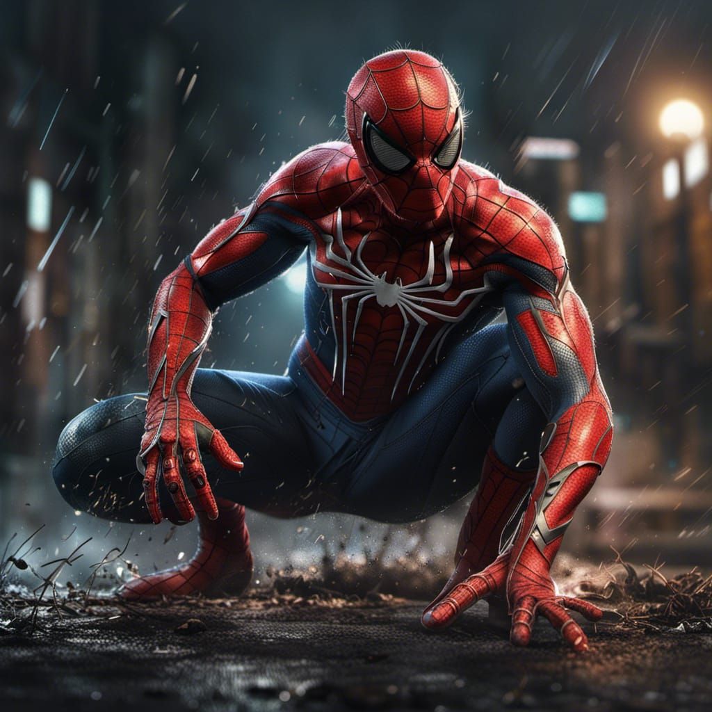 Hyperrealistic Spider-Man Investigates Crime Scene