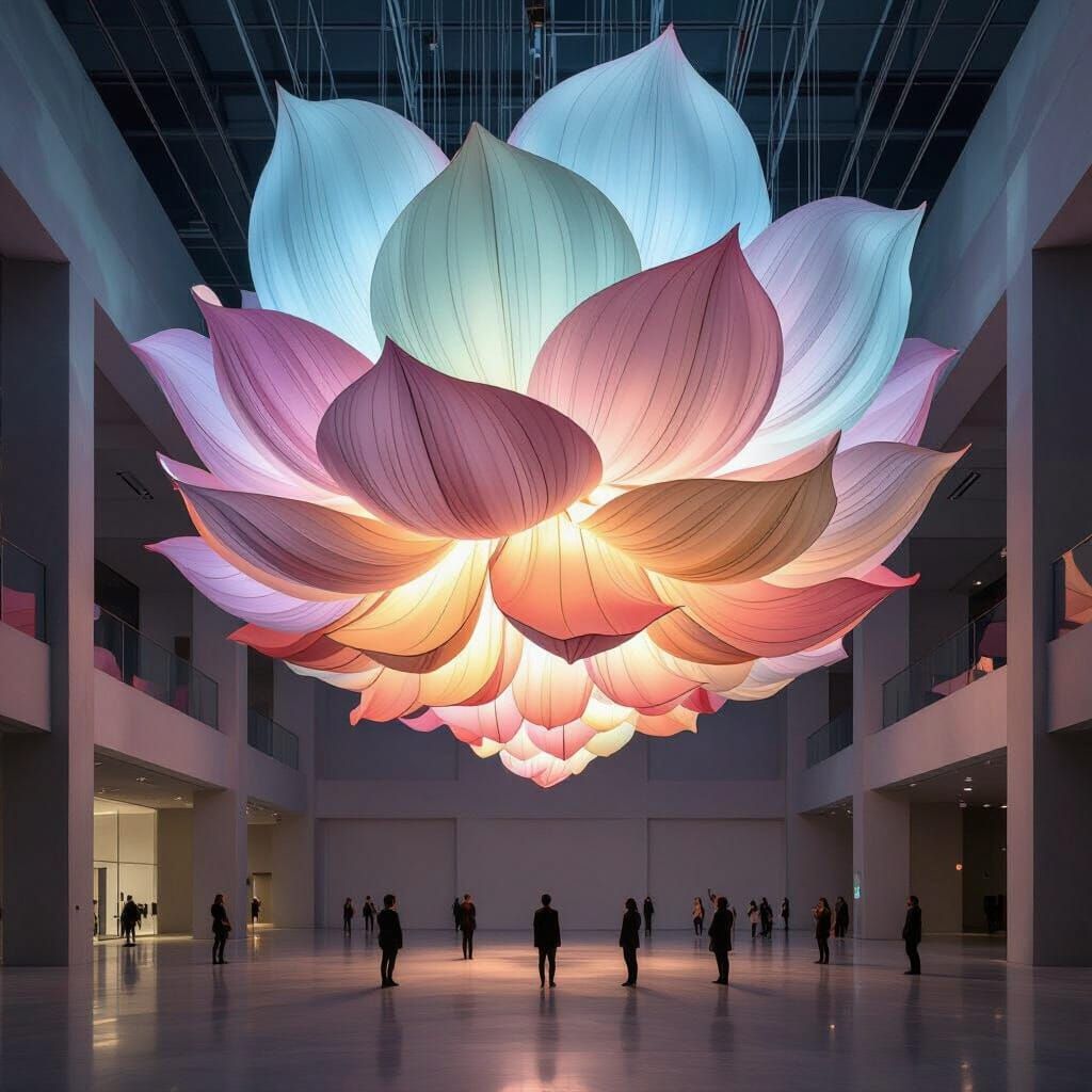 Biomorphic Flower Chandeliers in Surreal Architecture