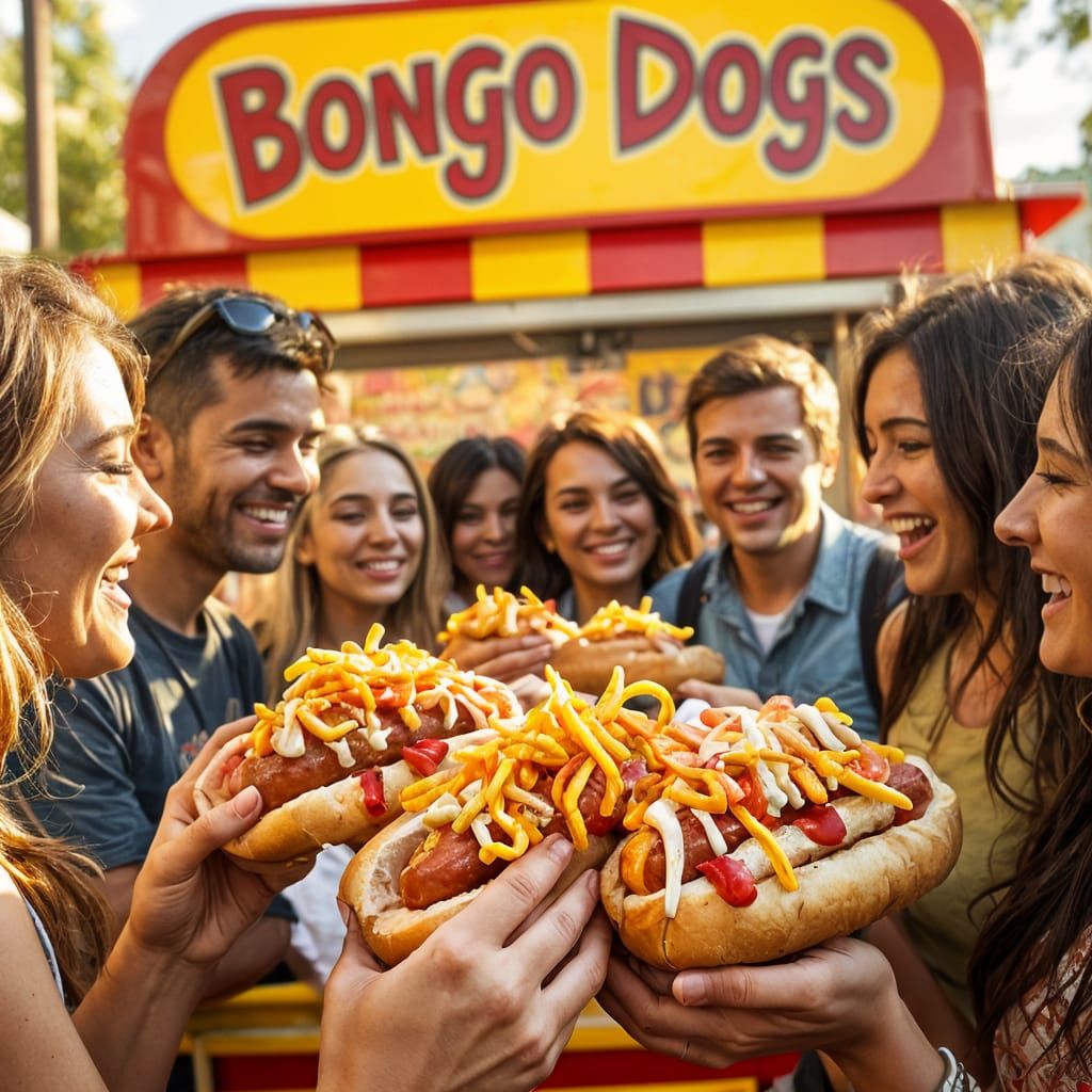 Happy People at Bongo Dogs Hotdog Cart