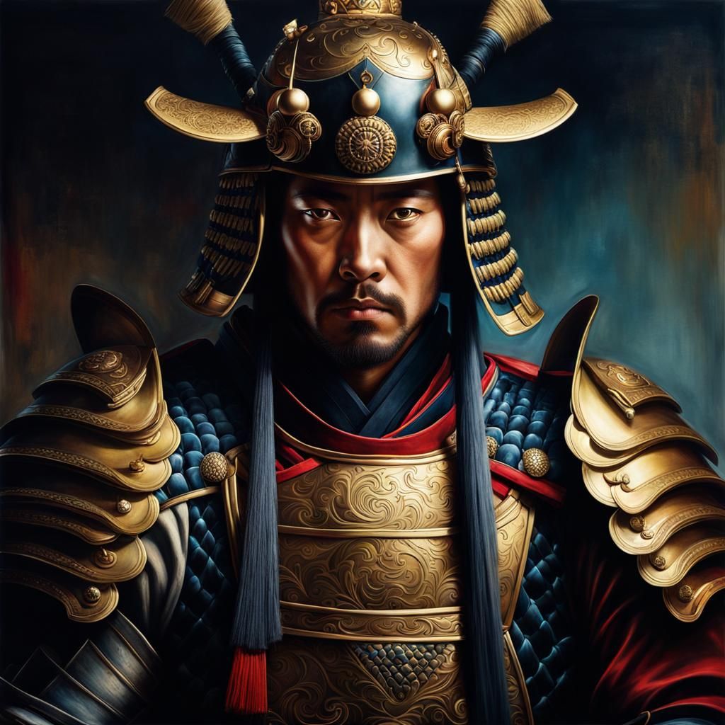 Detailed Samurai Portrait in Japanese Armour