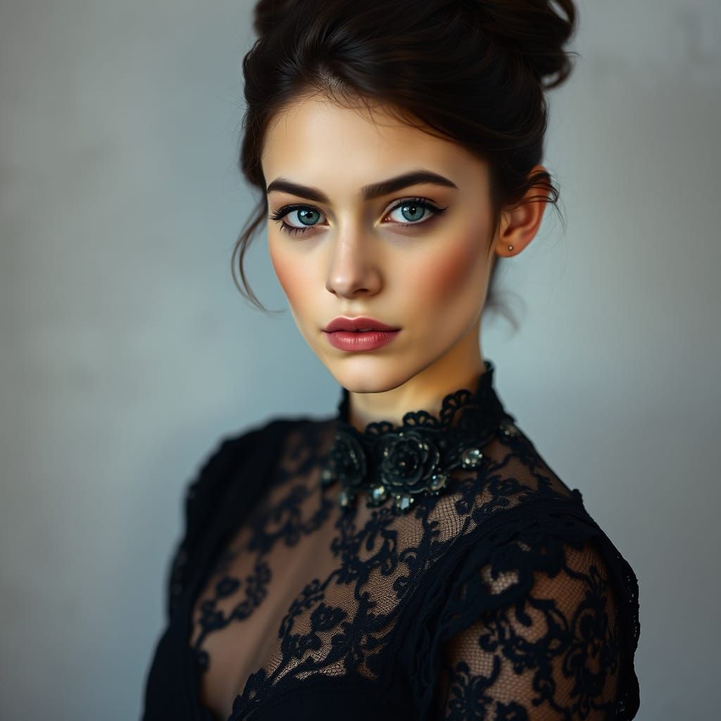 Intimate Portrait of Young Woman in Vintage Aesthetic