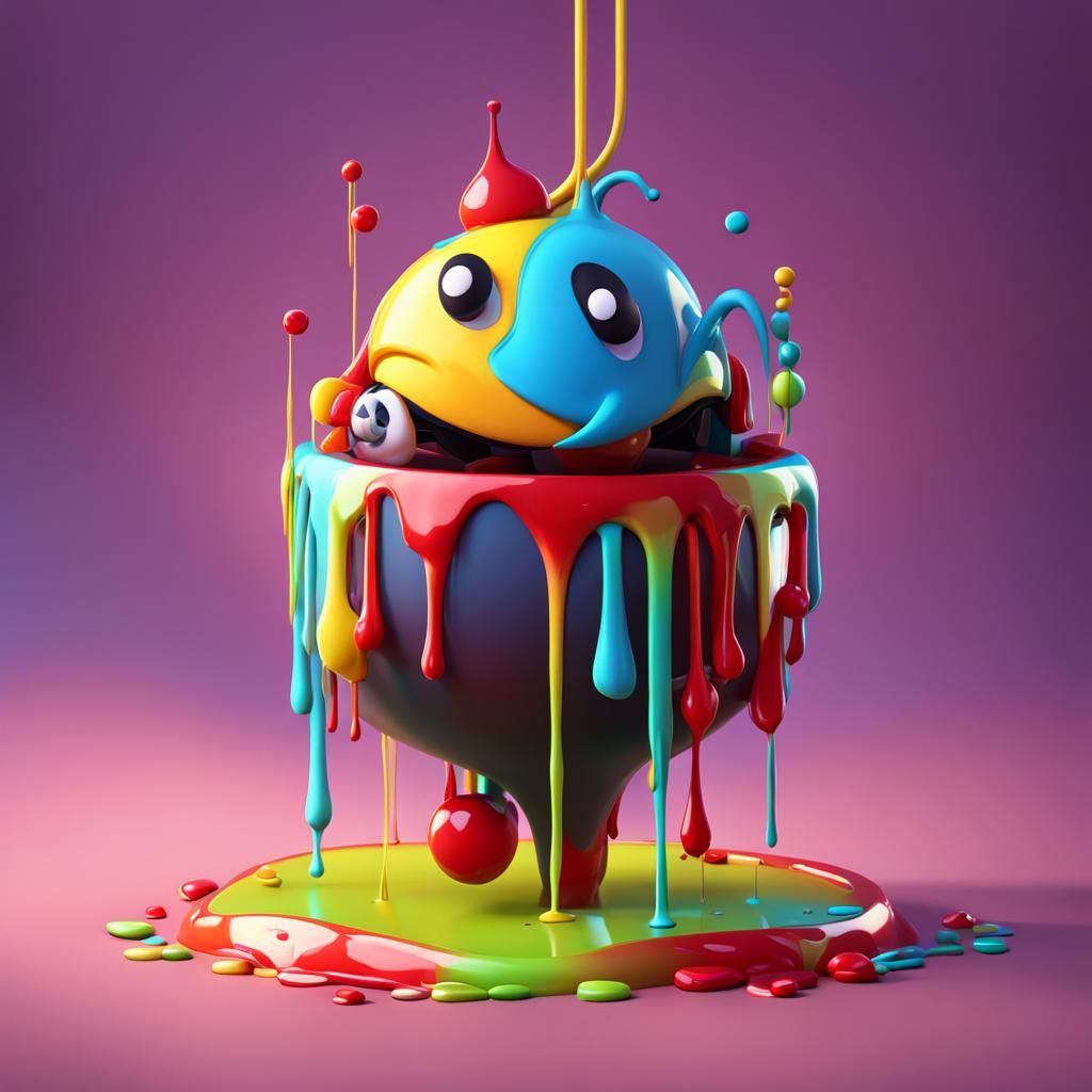 Cartoon Drip in 3D Digital Art Style