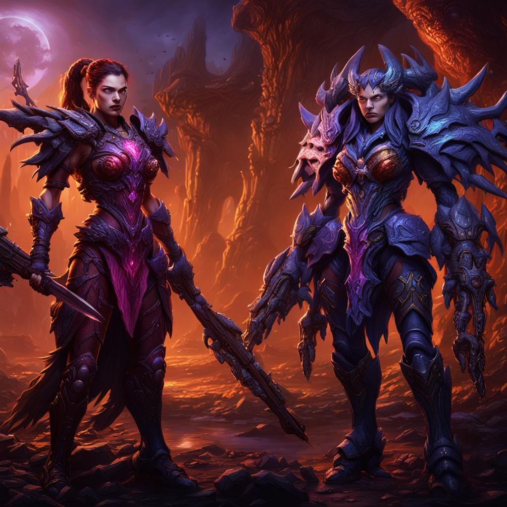 Lilith and Kerrigan: Detailed Fantasy Concept Art