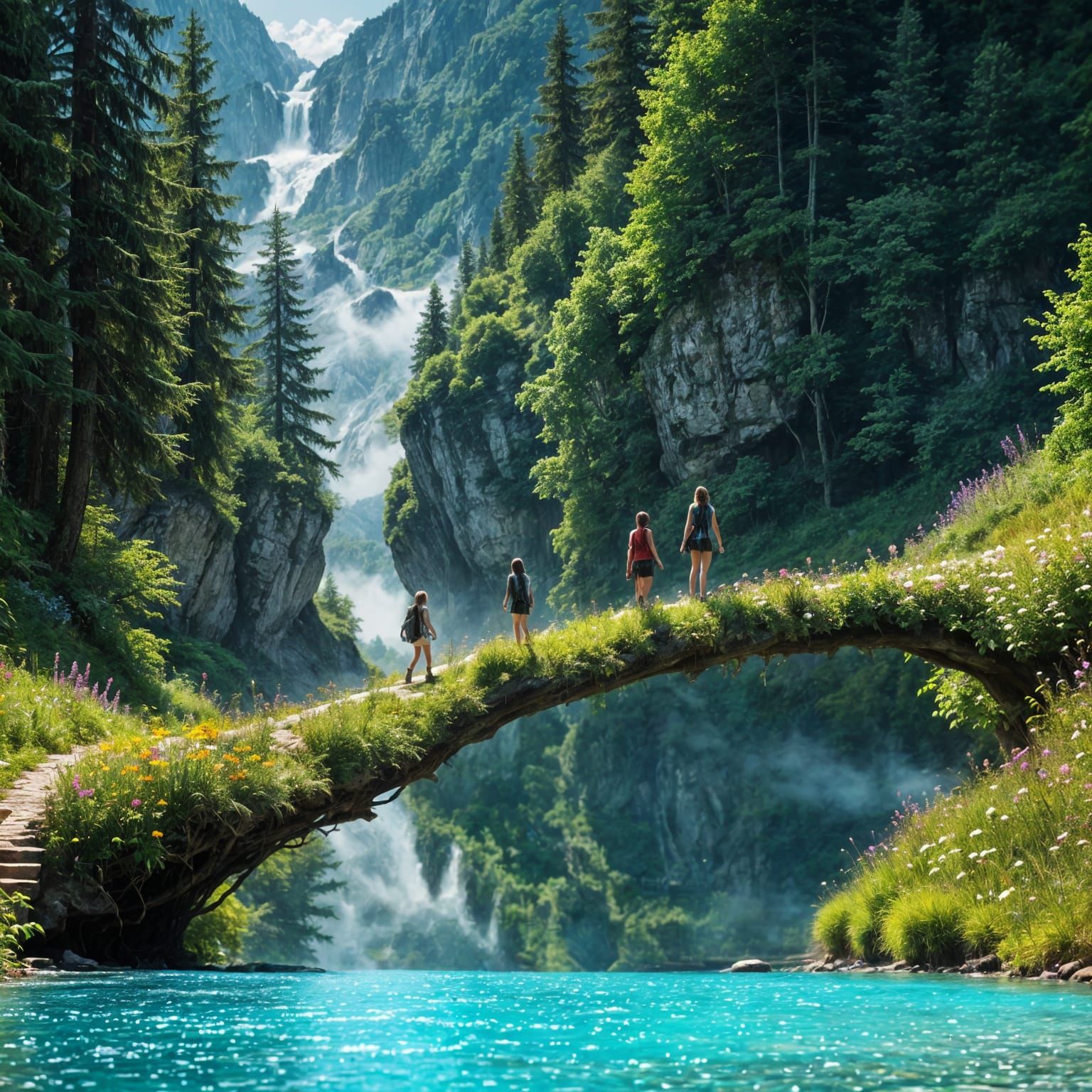 Women Walks through Wildflower Forest in Epic Cinematic Styl...