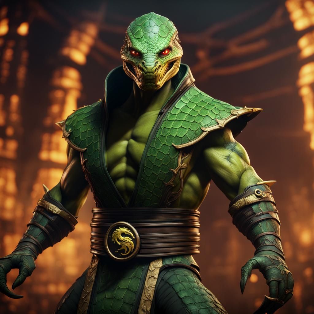 Reptile from Mortal Kombat in Detailed Painting