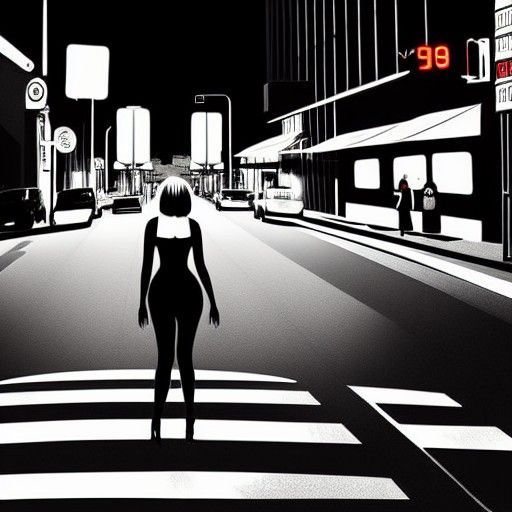 Glamorous Woman in Los Angeles Sunset Street Scene