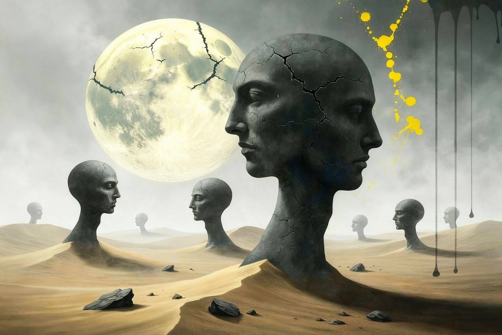 Moon Merges With Lunar Landscape