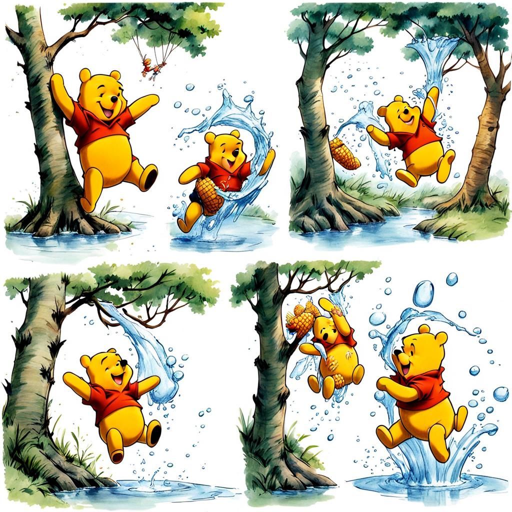 Colorful Winnie the Pooh Anime Key Visual Art