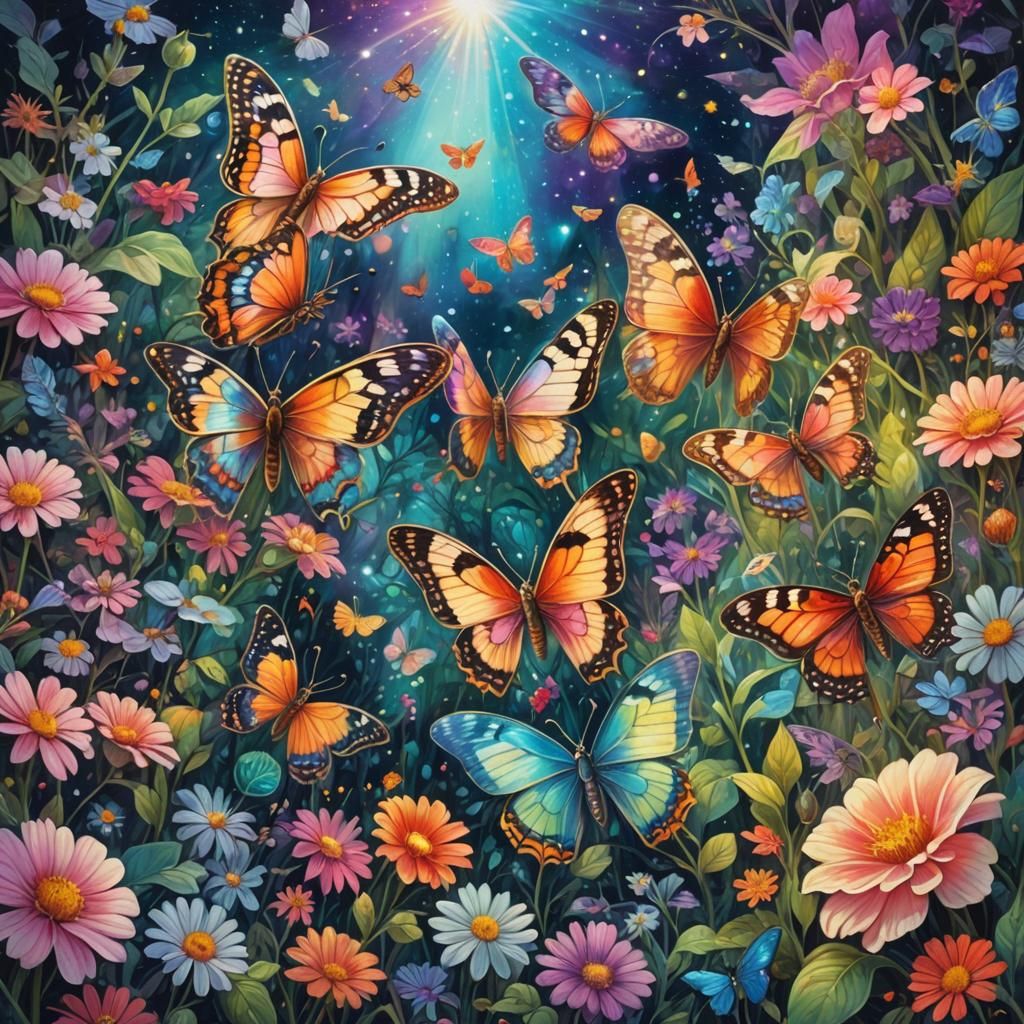 Astral Butterfly and Moth Illustration by Pablo Amaringo