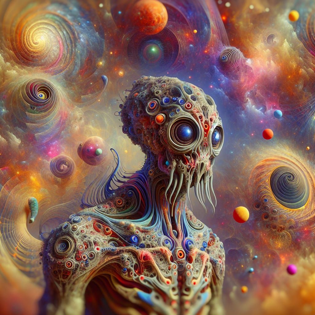 Interdimensional Humanoid Being in Surreal Environment