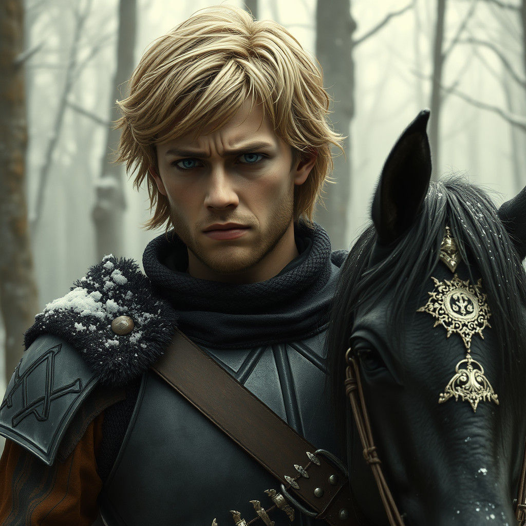 Sepia Knight in Frozen Forest: Fantasy Art