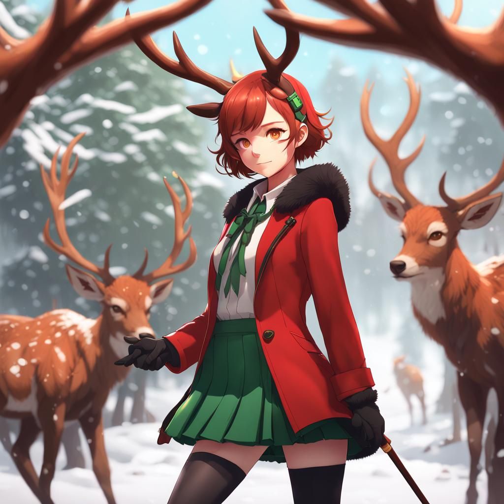 Anime Girl with Deer Features in 3D Render