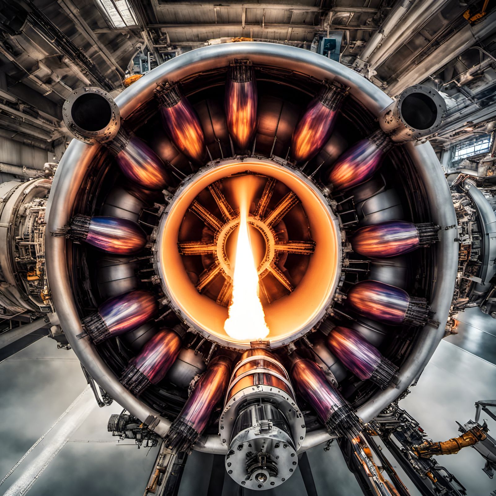 Hyperrealistic Rocket Engine Ignition in Multicolored Gas