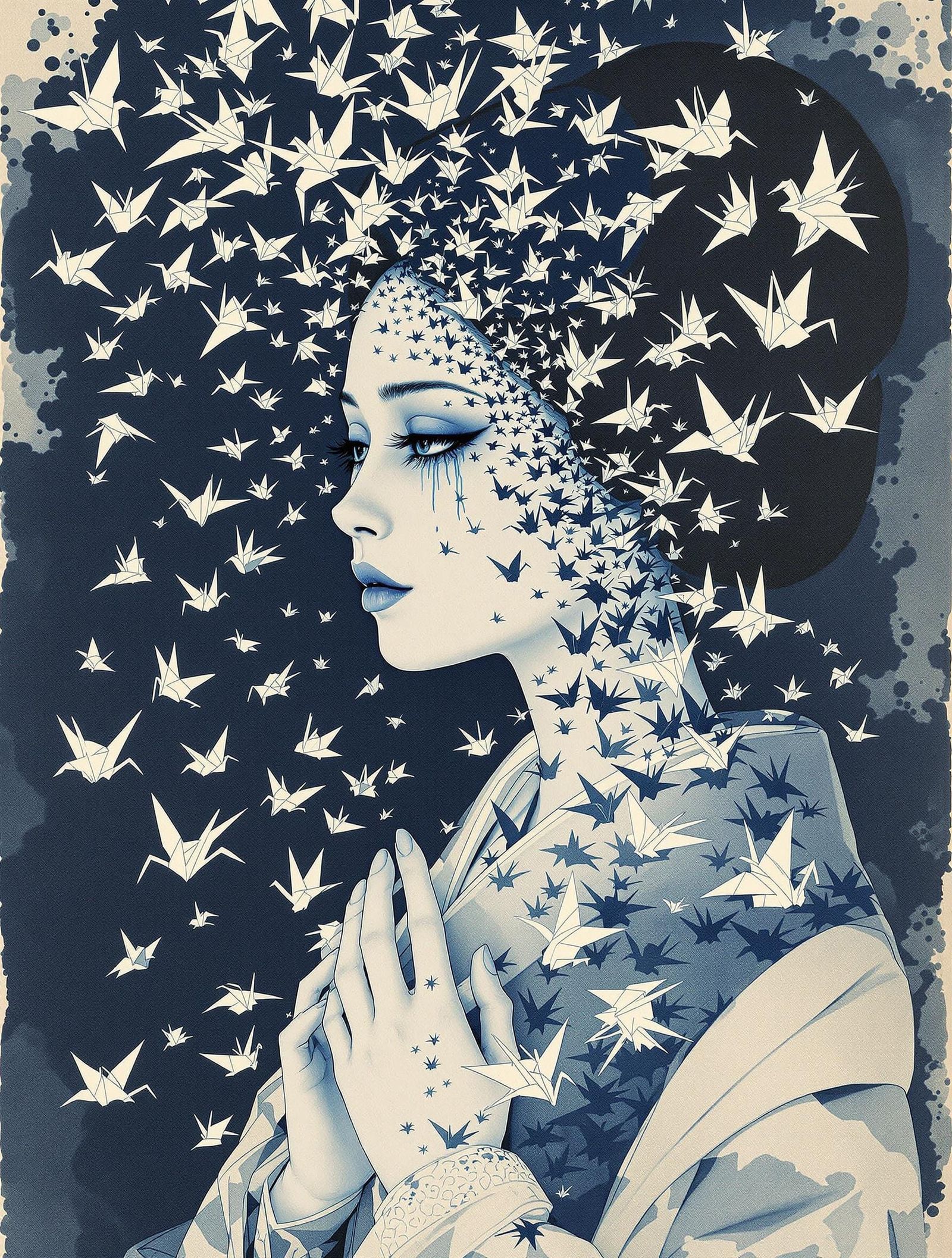 Geisha's Grief: Japanese Woodblock Print of Loss