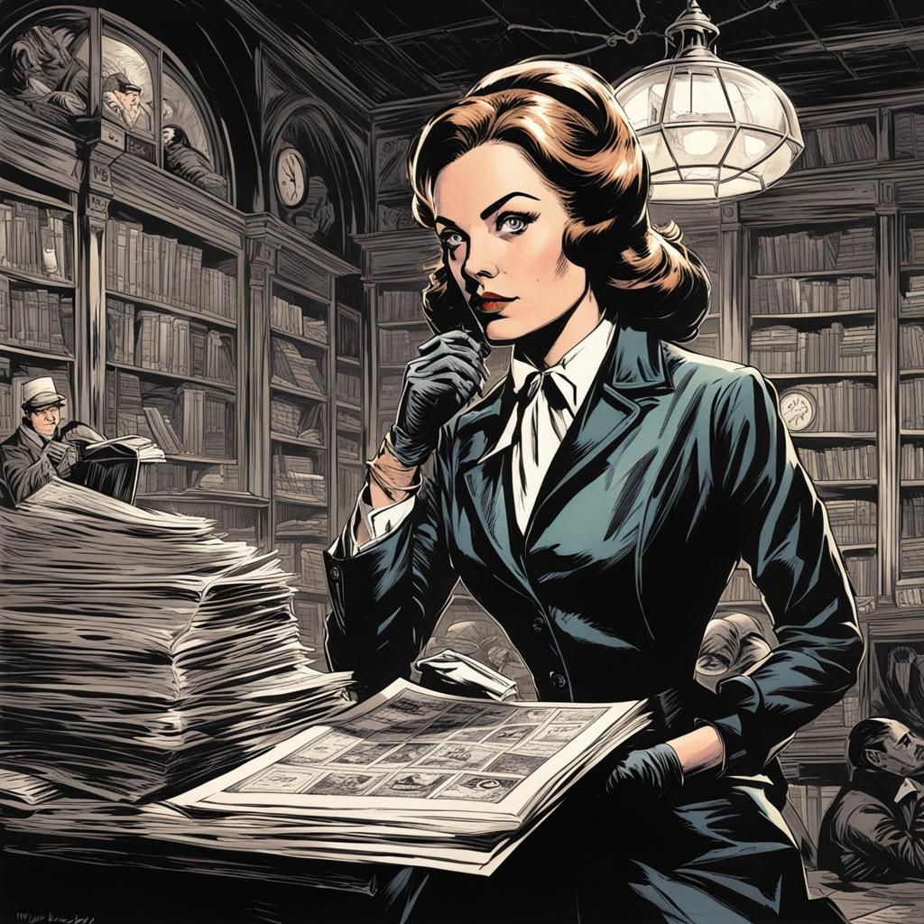 1960s Female Spy in Comic Book Art Style