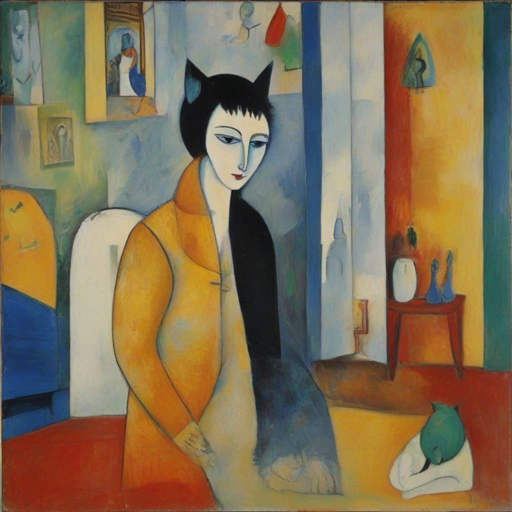 Sorrowful Day Without Cat: Figurative Painting