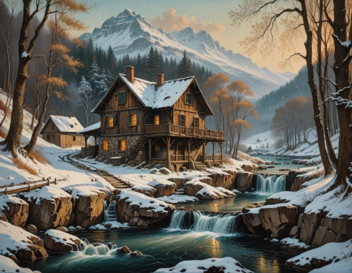 Earthy Winter Scene in Renaissance Style