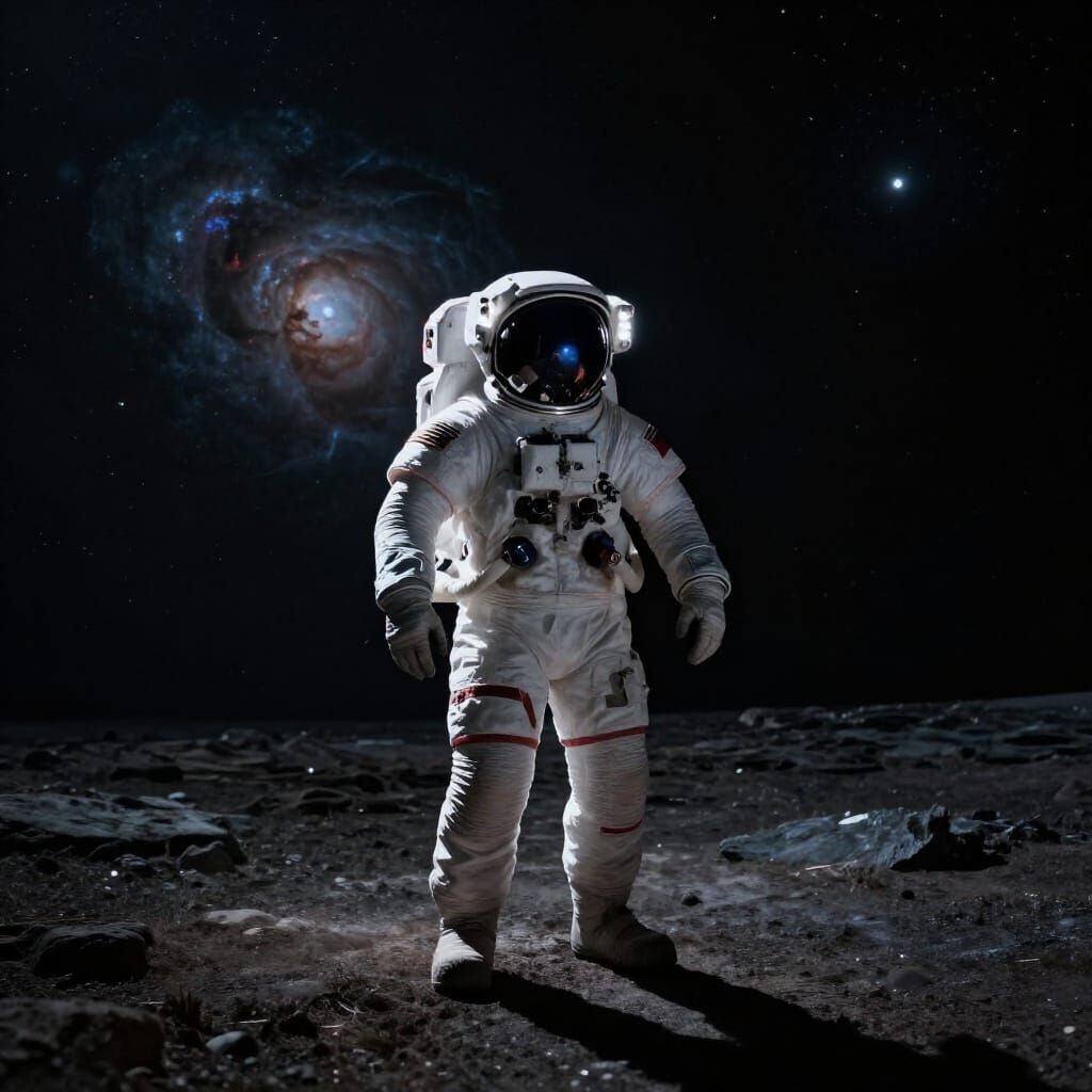 Astronaut Adrift in Cosmic Nebula Reflection