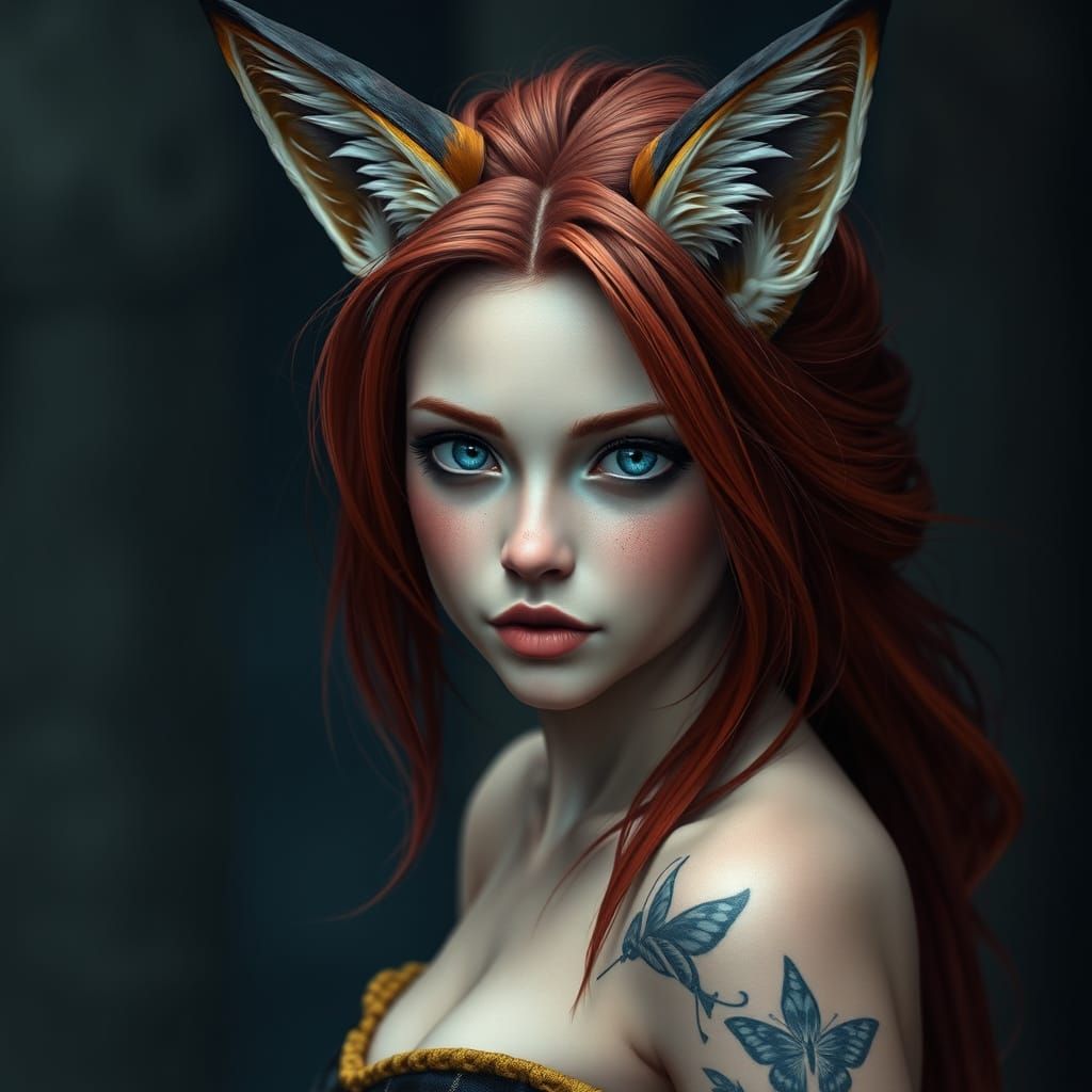 Sensual Irish Foxgirl in Tartan Skirt