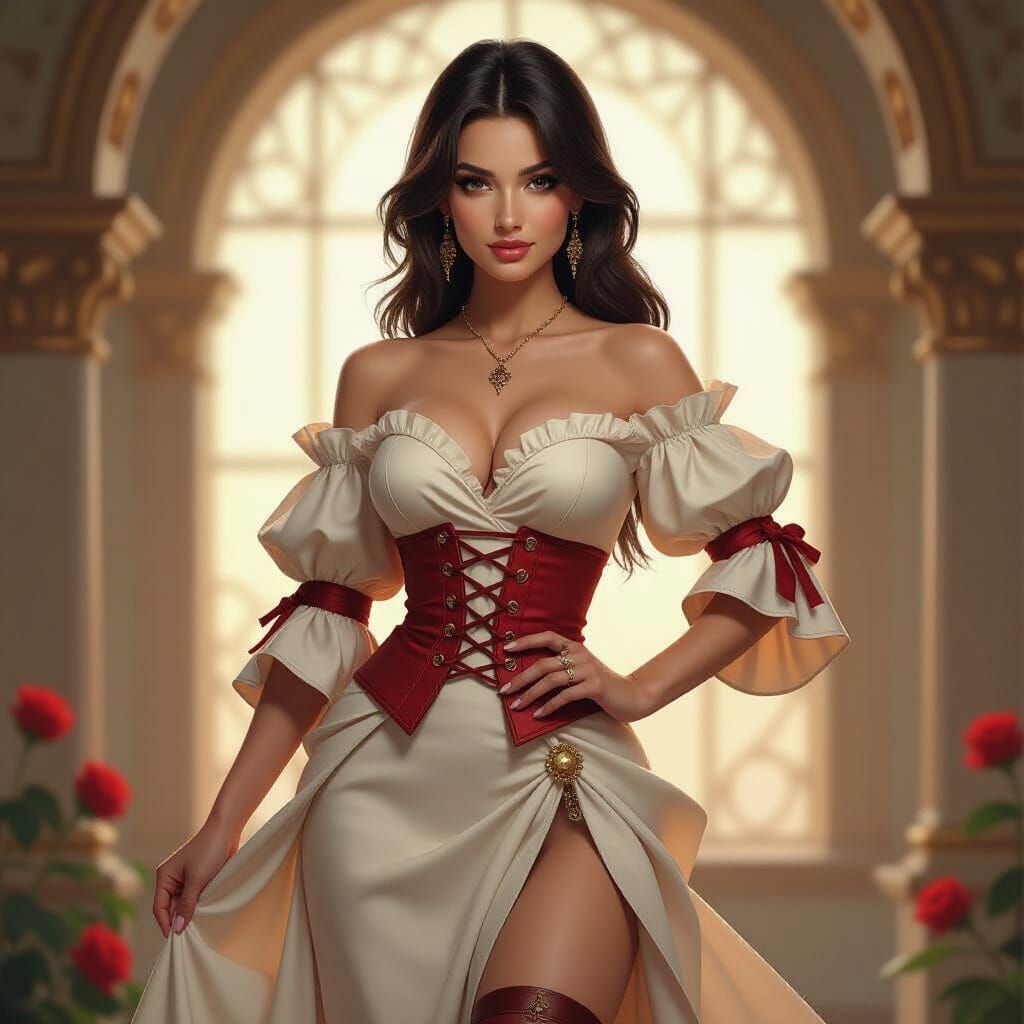 Woman in Pirate Dress, Concept Art with Dynamic Lighting