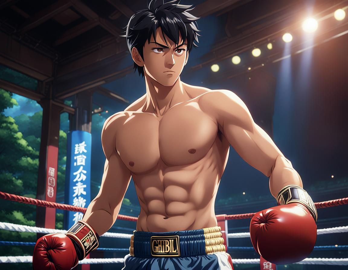 Attractive Boxer in Anime Style, 8k Resolution