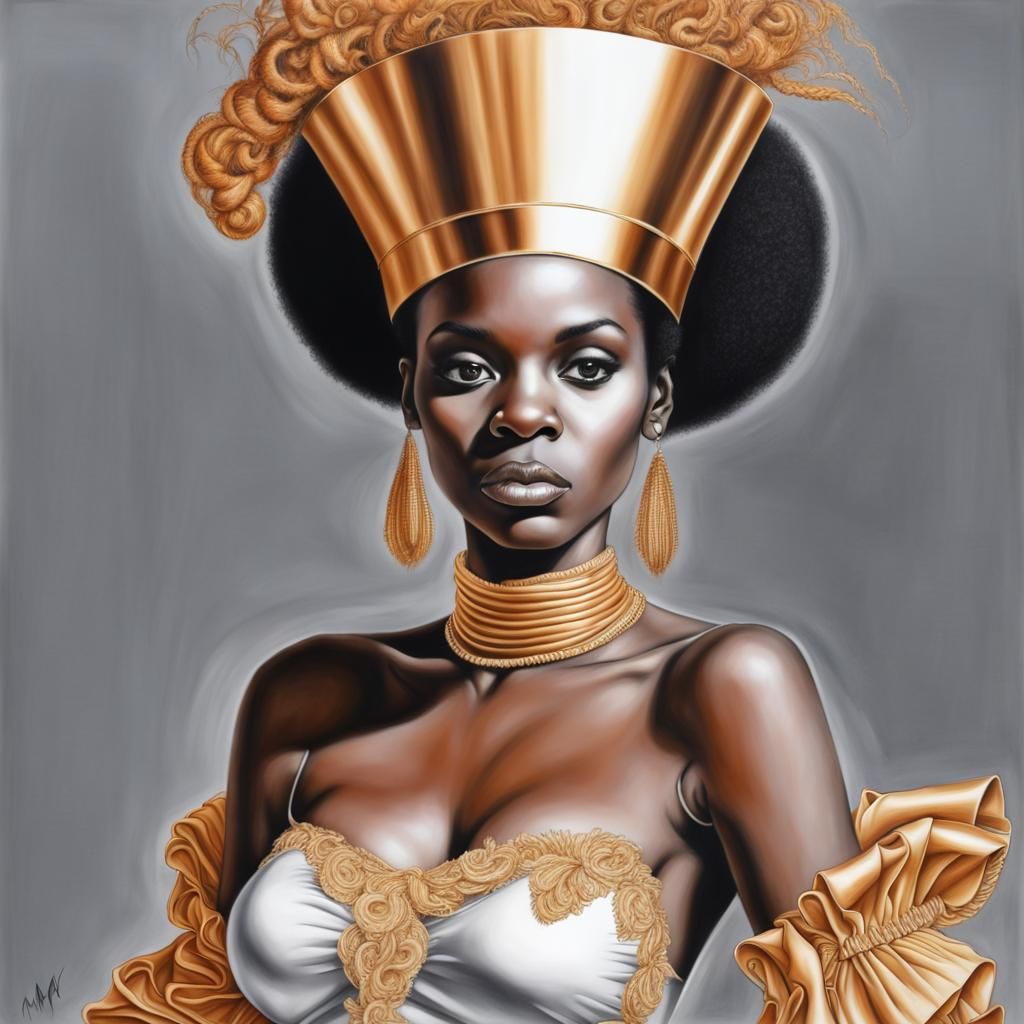 Hyperdetailed Charcoal Drawing of Ma Baker Boney M