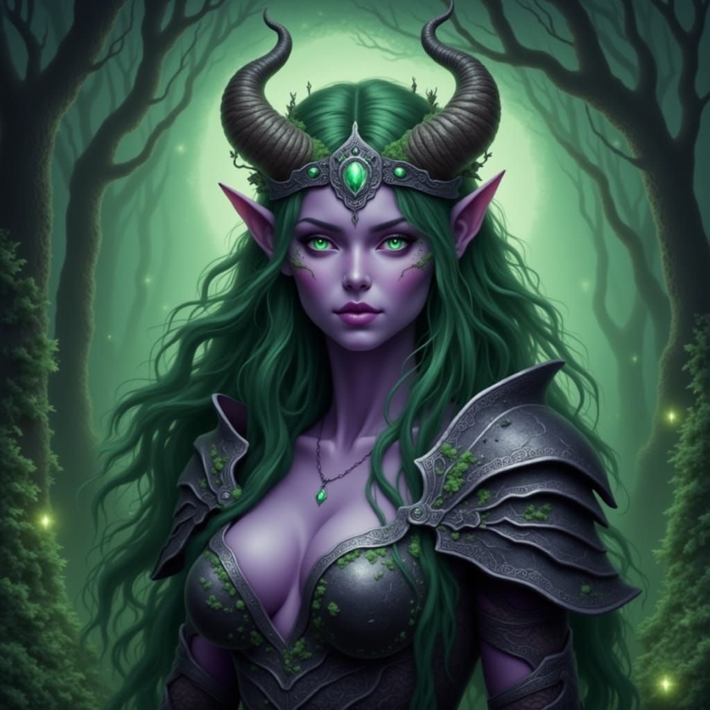 Mystical Night Elf Goddess in Dreamlike Forest