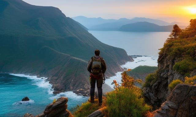 Adventurer at Sunset: Fantasy Concept Art