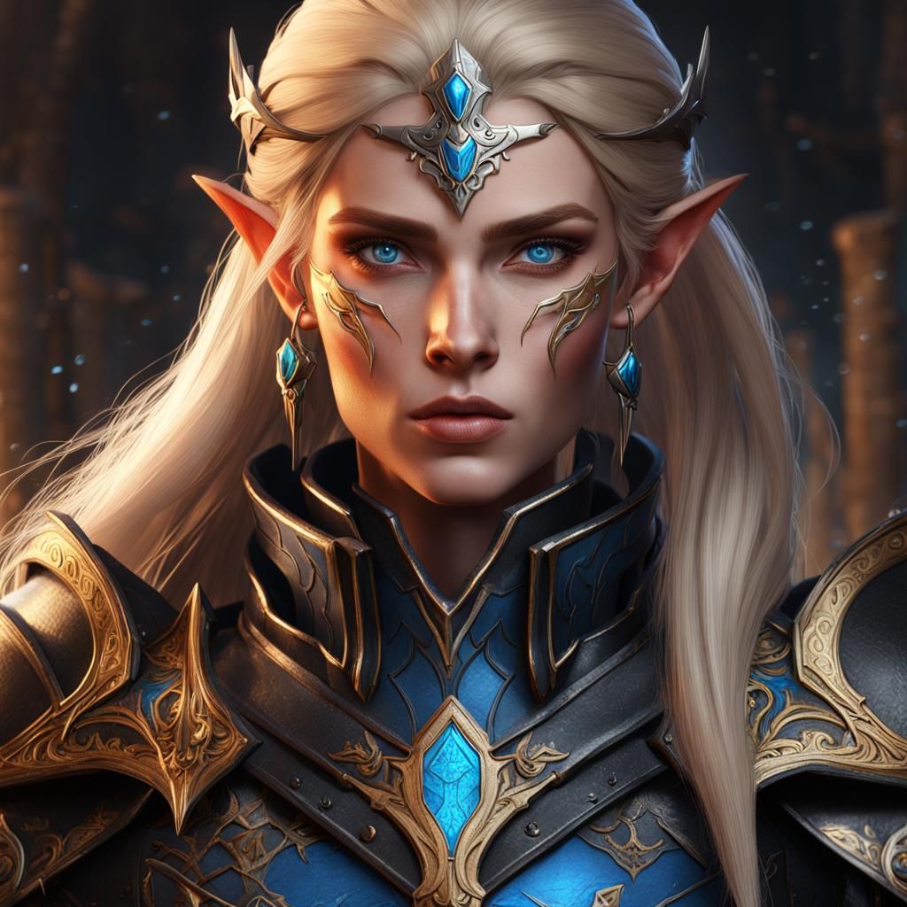 Eladrin Noble Blood Hunter in Black Armor