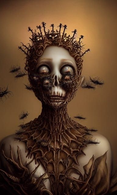 Spider Queen Skeleton in Pop Surrealism Style