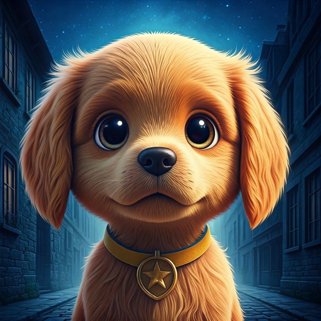 Irresistible Puppy Portrait in Digital Animation Style