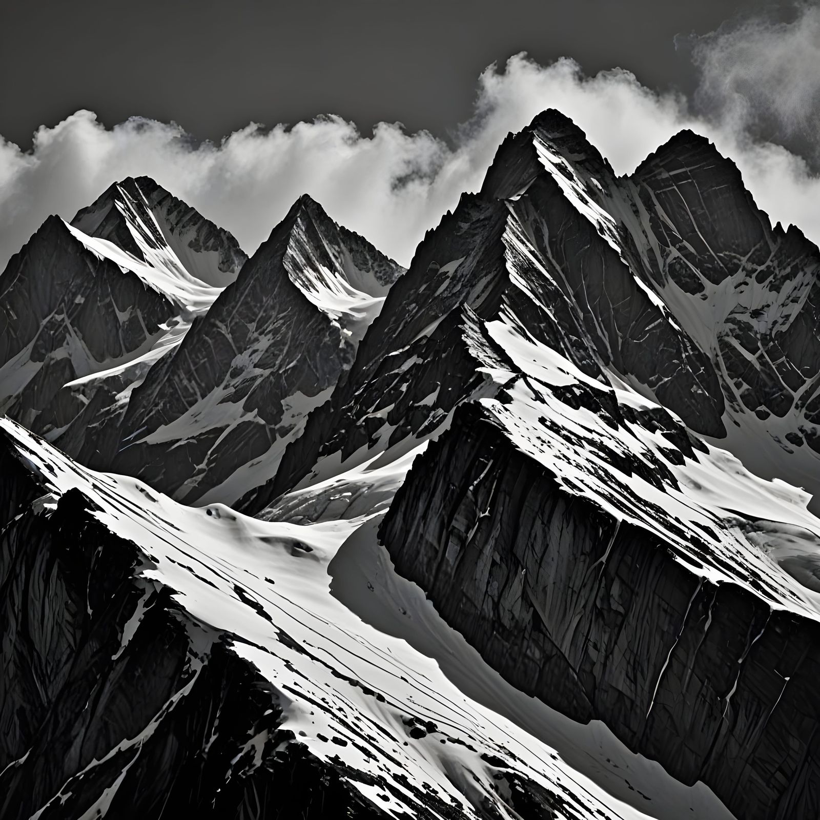 Abstract Swiss Alps Landscape in Aaron Siskind Style